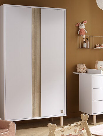 Armario de 2 puertas con detalle de imitación de madera texturizada y patas de - SAUTHON