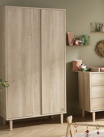 Armario de 2 puertas con detalle de imitación de madera texturizada y patas de - SAUTHON