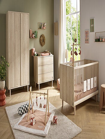 Armario de 2 puertas con detalle de imitación de madera texturizada y patas de - SAUTHON