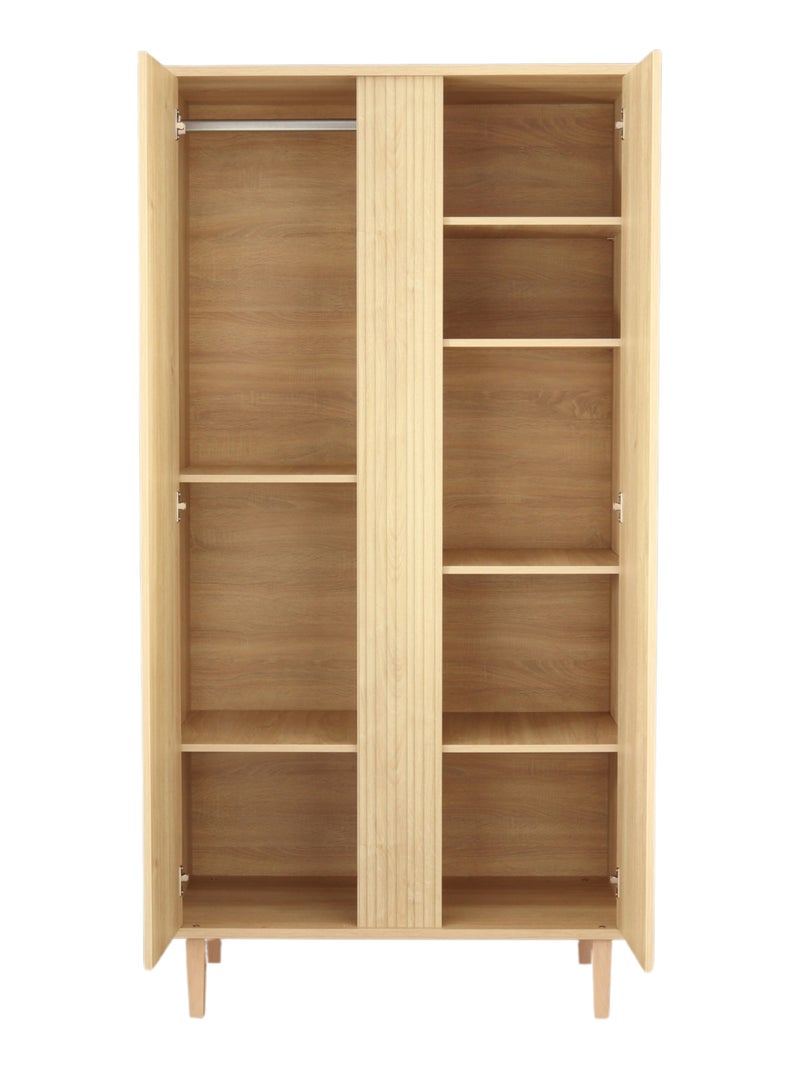 Armario de 2 puertas con detalle de imitación de madera texturizada y patas de - SAUTHON Marrón - Kiabi