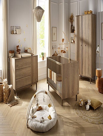 Armario de 2 puertas con detalle de imitación de madera texturizada y patas de - SAUTHON