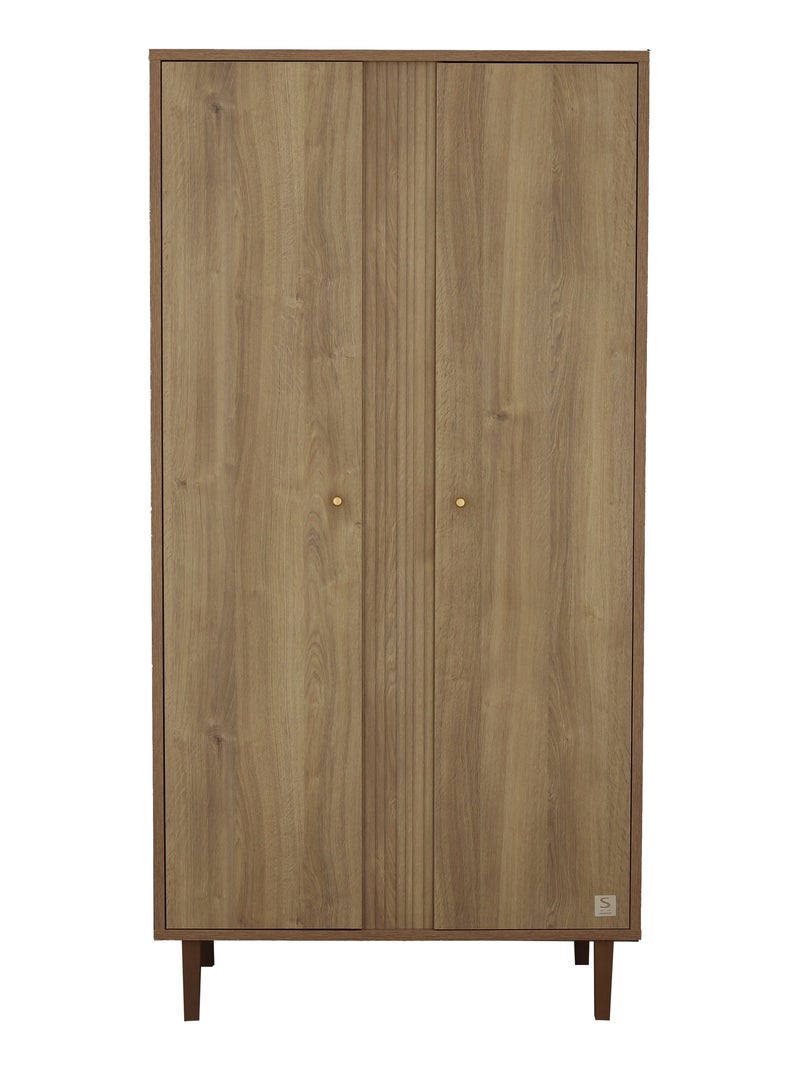 Armario de 2 puertas con detalle de imitación de madera texturizada y patas de - SAUTHON Marrón - Kiabi