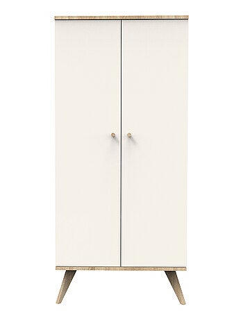 Armario de 2 puertas con patas de madera y decoración color - SAUTHON