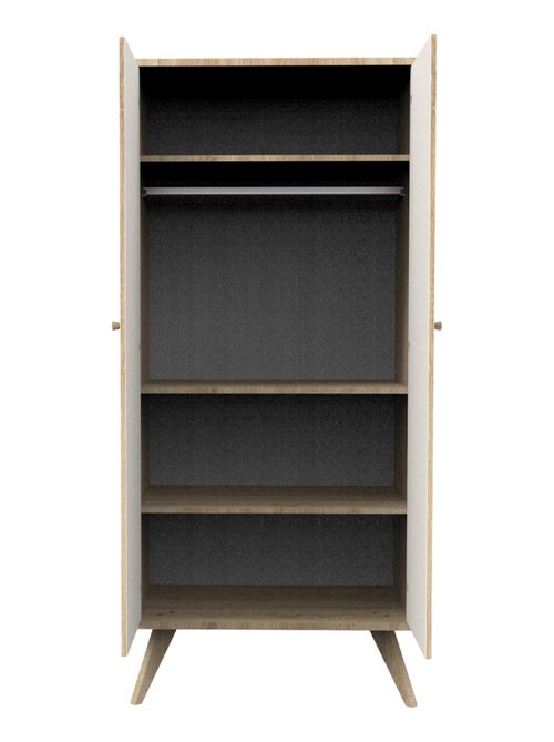 Armario de 2 puertas con patas de madera y decoración color - SAUTHON - Kiabi