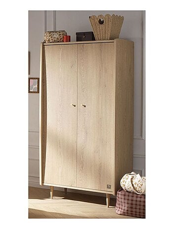 Armario de 2 puertas con tiradores dorados, decoración vintage en madera de - SAUTHON