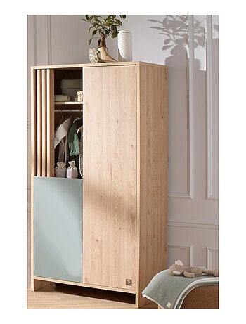 Armario de 2 puertas y 1 hueco con claristorio en madera decorativa de roble - SAUTHON