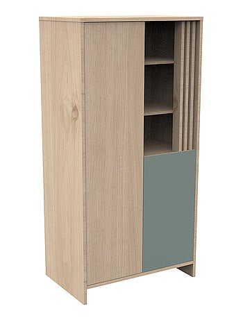 Armario de 2 puertas y 1 hueco con claristorio en madera decorativa de roble - SAUTHON