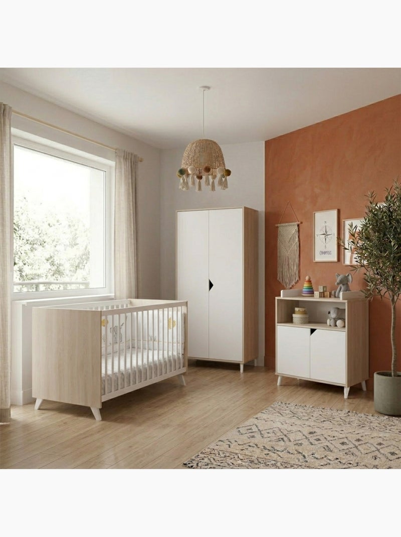 Armario de madera para bebé de 2 - BABYPRICE Blanco Beige - Kiabi