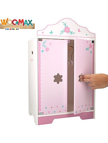 Armario de muñecas de madera con perchas woomax