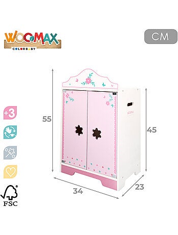 Armario de muñecas de madera con perchas woomax