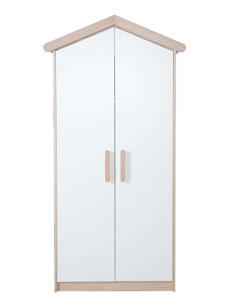 Armario infantil 2 puertas con cierre suave - ROBA 'Cabane' Blanco/Madera - Kiabi