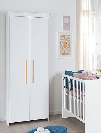 Armario infantil 2 puertas con tiradores en madera maciza - ROBA 'Lilo'