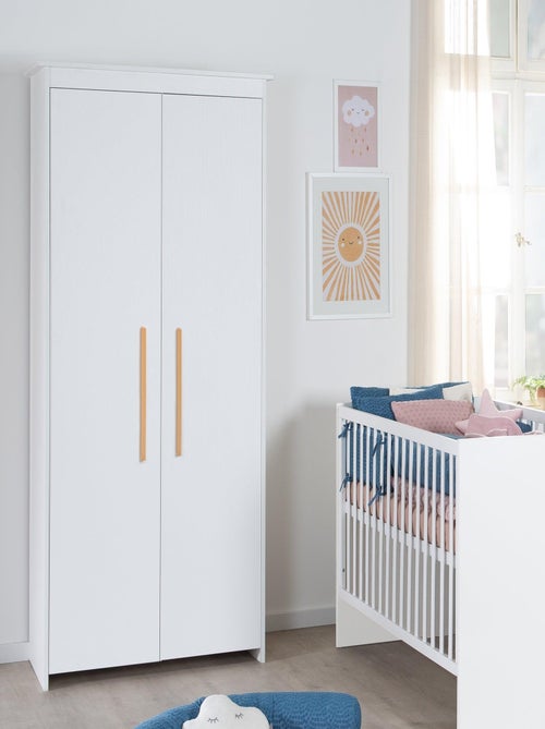 Armario infantil 2 puertas con tiradores en madera maciza - ROBA 'Lilo' - Kiabi