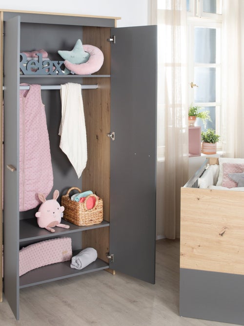 Armario infantil 2 puertas en madera efecto roble - ROBA 'Anna' - Kiabi