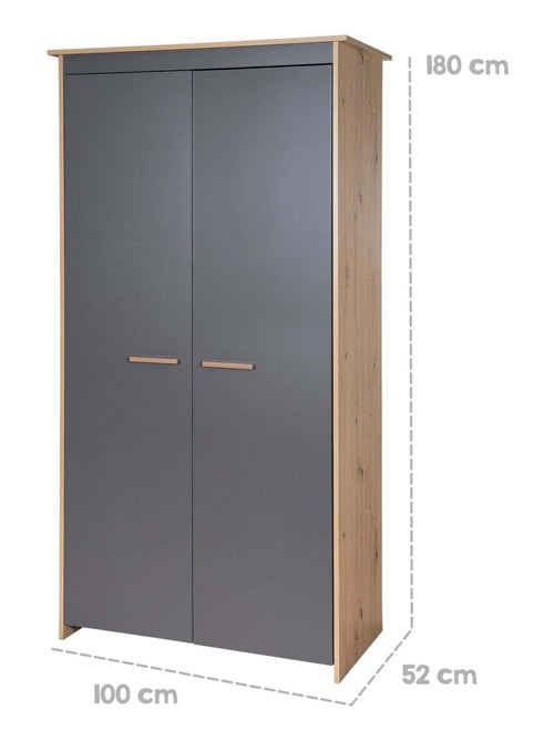Armario infantil 2 puertas en madera efecto roble - ROBA 'Anna' - Kiabi