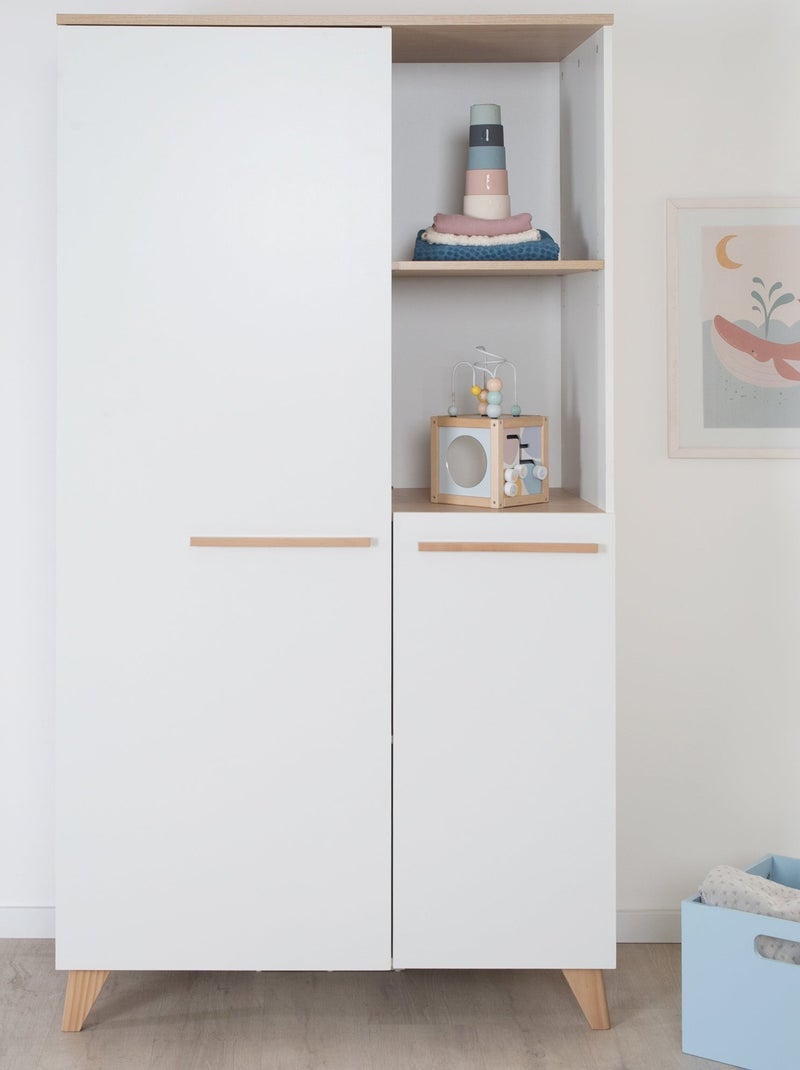 Armario infantil 2 puertas y 2 nichos - ROBA 'Leon' Blanco/Madera - Kiabi