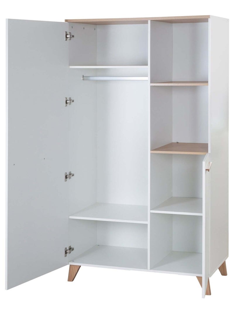 Armario infantil 2 puertas y 2 nichos - ROBA 'Leon' Blanco/Madera - Kiabi