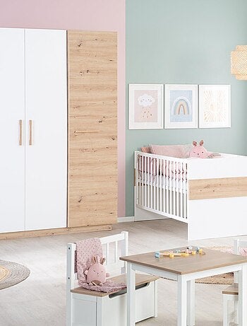 Armario infantil 3 puertas batientes decoración roble - ROBA 'lion'