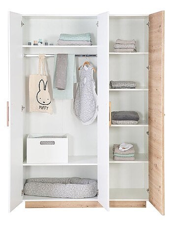 Armario infantil 3 puertas batientes decoración roble - ROBA 'lion'