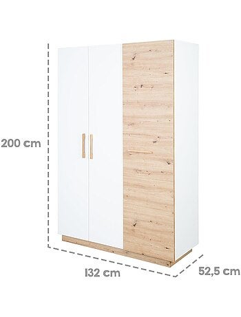 Armario infantil 3 puertas batientes decoración roble - ROBA 'lion'