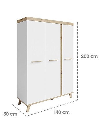 Armario infantil 3 puertas efecto roble - ROBA 'Smile'