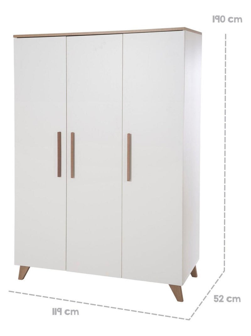 Armario infantil 3 puertas en madera - ROBA 'Ole' Blanco - Kiabi