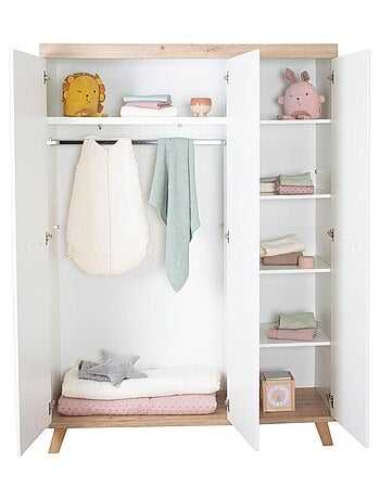 Armario infantil 3 puertas en madera efecto roble - ROBA 'Malo'