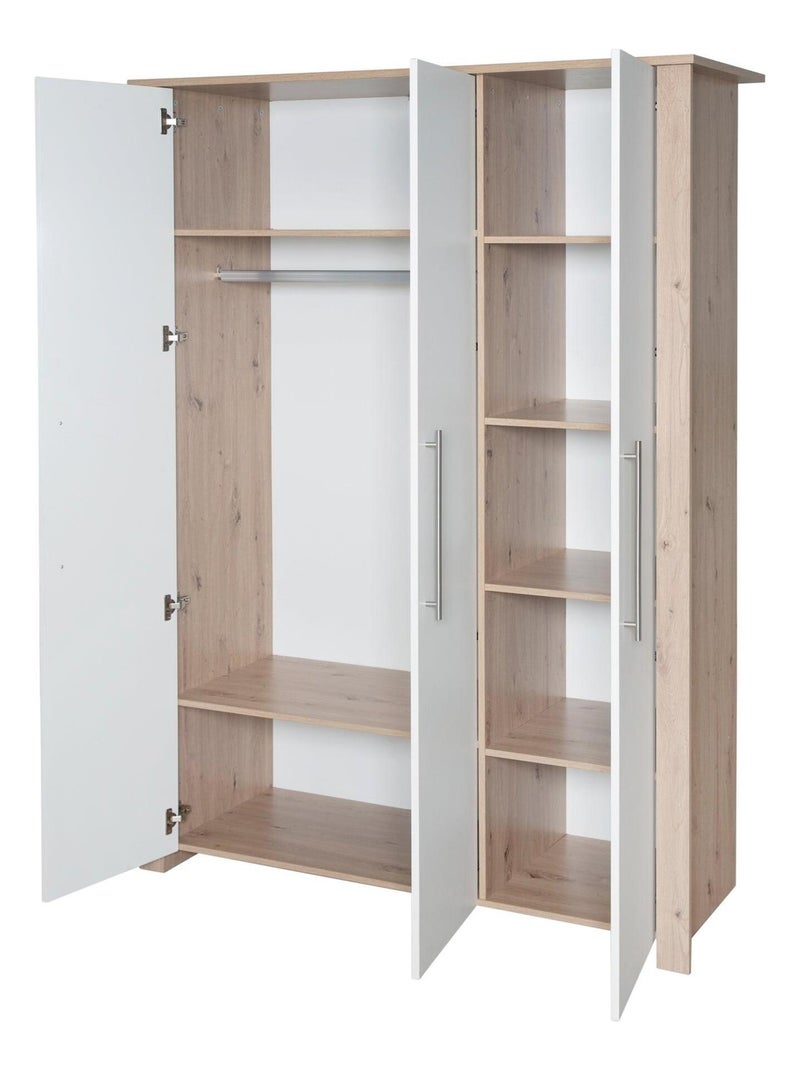 Armario infantil 3 puertas en madera efecto roble - ROBA 'Malo' Blanco - Kiabi