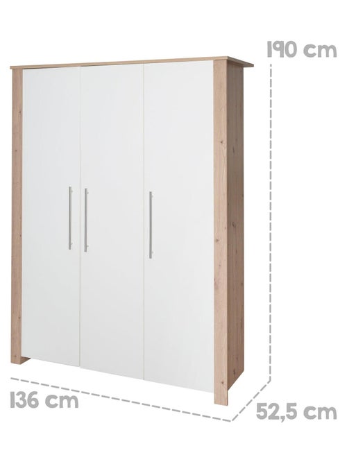 Armario infantil 3 puertas en madera efecto roble - ROBA 'Malo' - Kiabi