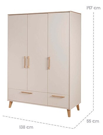 Armario infantil 3 puertas y 2 cajones con cierre suave - ROBA 'Jil'