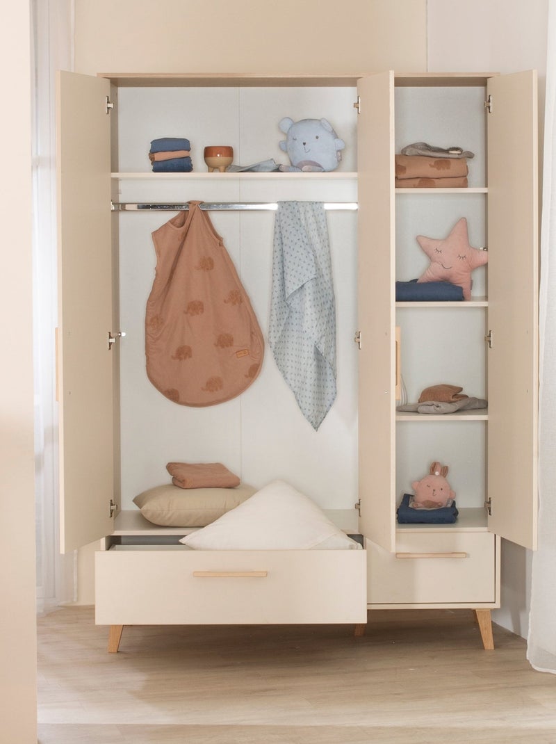 Armario infantil 3 puertas y 2 cajones con cierre suave - ROBA 'Jil' Beige concha - Kiabi