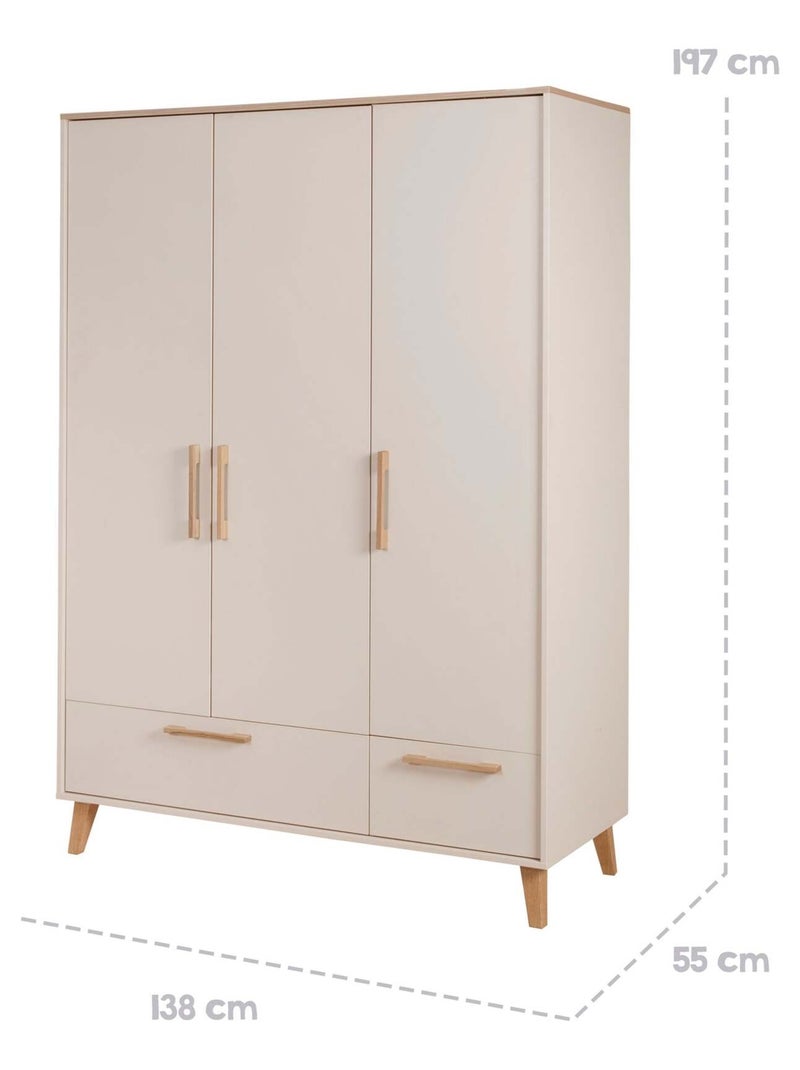 Armario infantil 3 puertas y 2 cajones con cierre suave - ROBA 'Jil' Beige concha - Kiabi