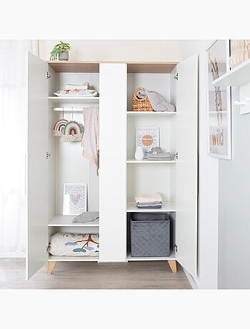 Armario infantil minimalista 2,5 puertas con almacenamiento y barra Leon Roba