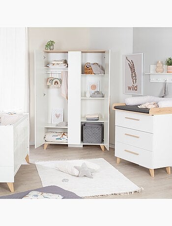 Armario infantil minimalista 2,5 puertas con almacenamiento y barra Leon Roba