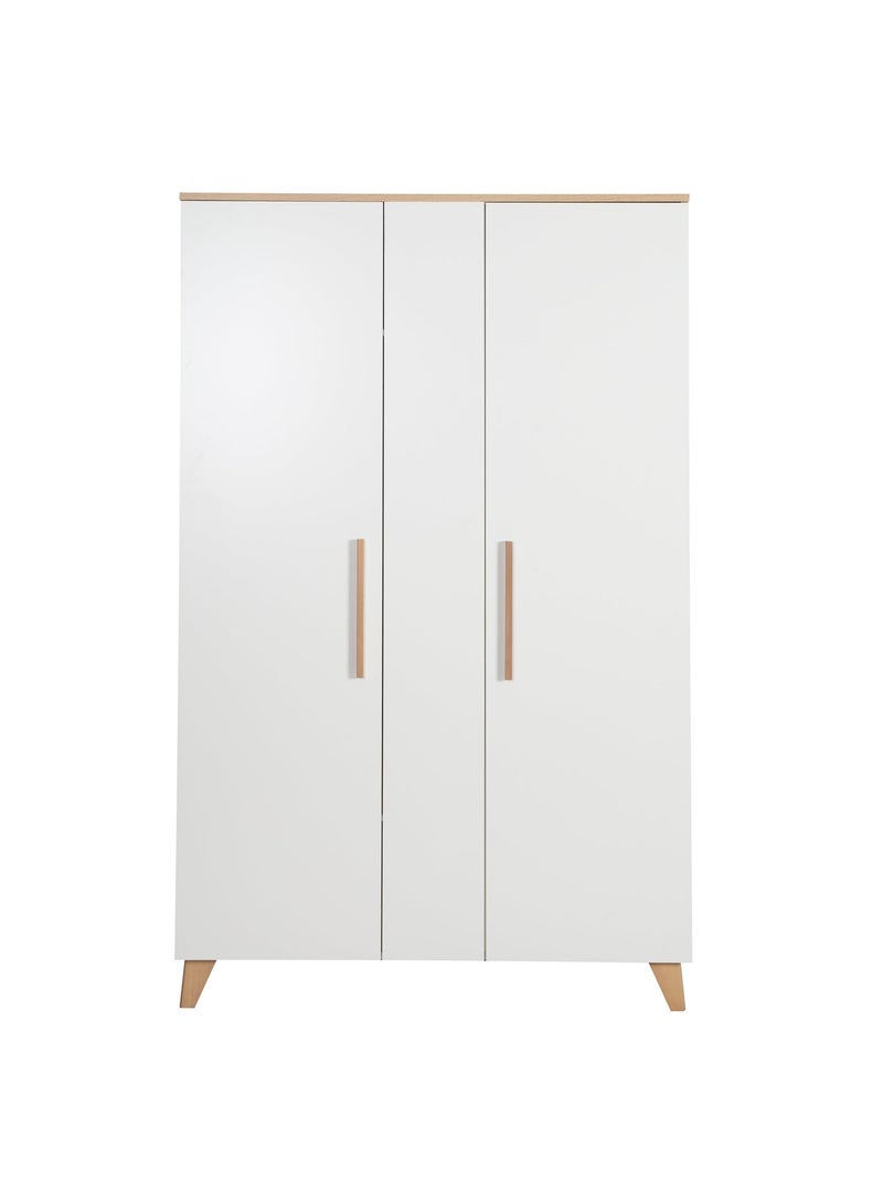 Armario infantil minimalista 2,5 puertas con almacenamiento y barra Leon Roba Blanco - Kiabi