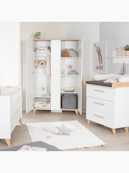 Armario infantil minimalista 2,5 puertas con almacenamiento y barra Leon Roba - Kiabi