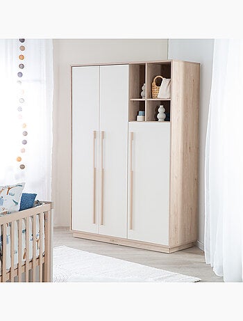 Armario infantil minimalista 3 puertas con almacenamiento abierto Elva Roba