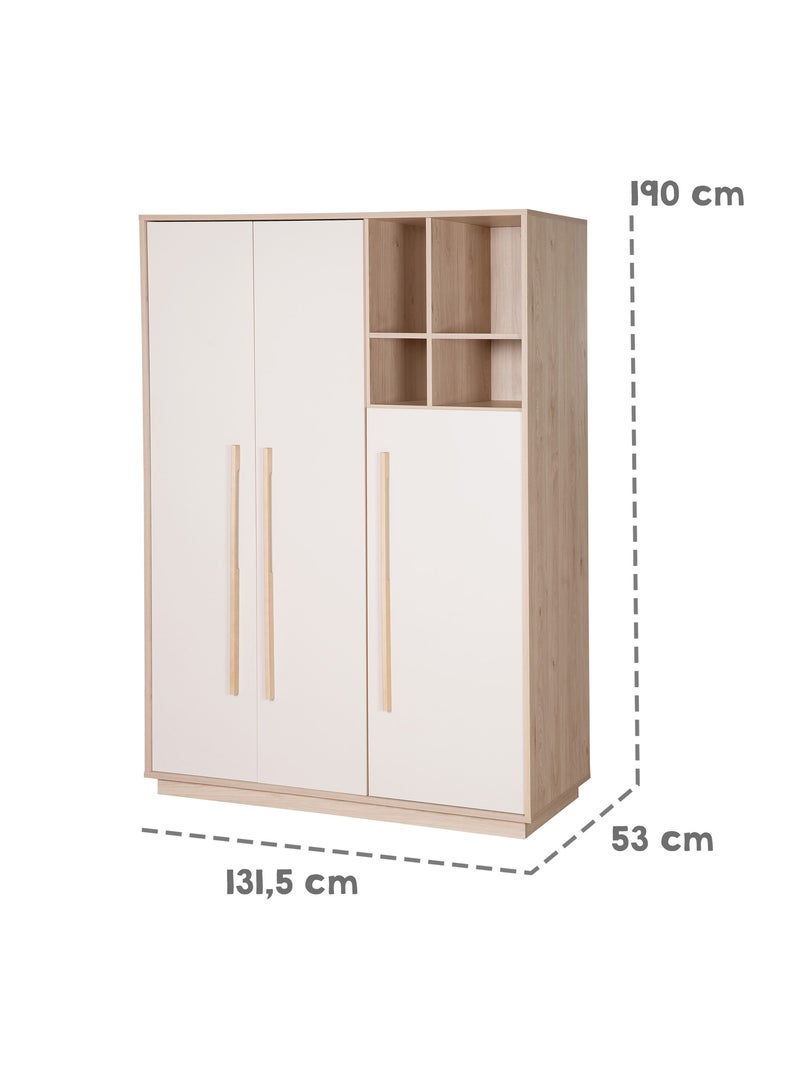Armario infantil minimalista 3 puertas con almacenamiento abierto Elva Roba Beige - Kiabi