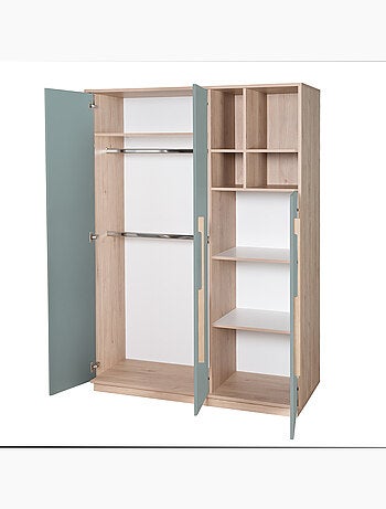 Armario infantil minimalista 3 puertas con almacenamiento abierto Selva Roba