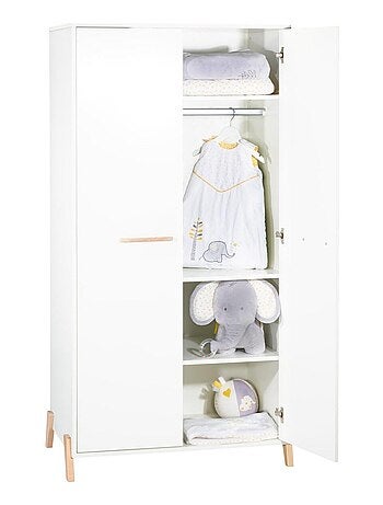 Armario para bebé de 2 puertas con patas de madera - BABYPRICE