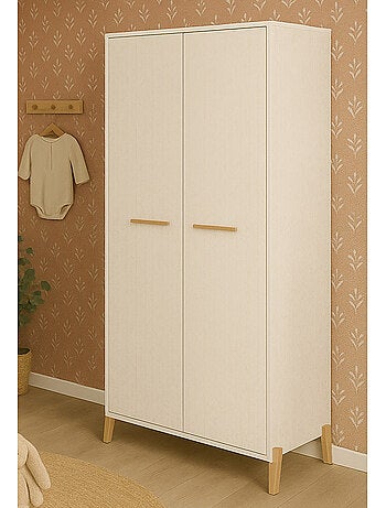 Armario para bebé de 2 puertas con patas de madera - BABYPRICE