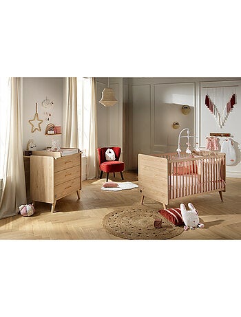 Arty Cuna Convertible, Cama 140x70cm y Mueble Cambiador - Roble - SAUTHON