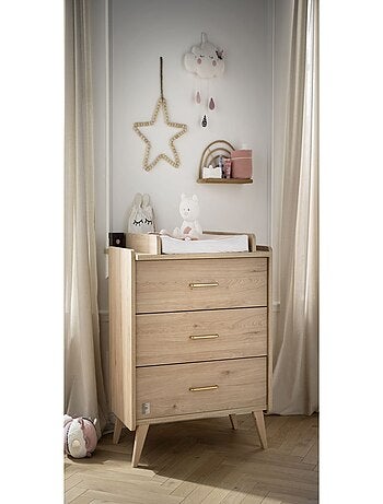 Arty Cuna Convertible, Cama 140x70cm y Mueble Cambiador - Roble - SAUTHON