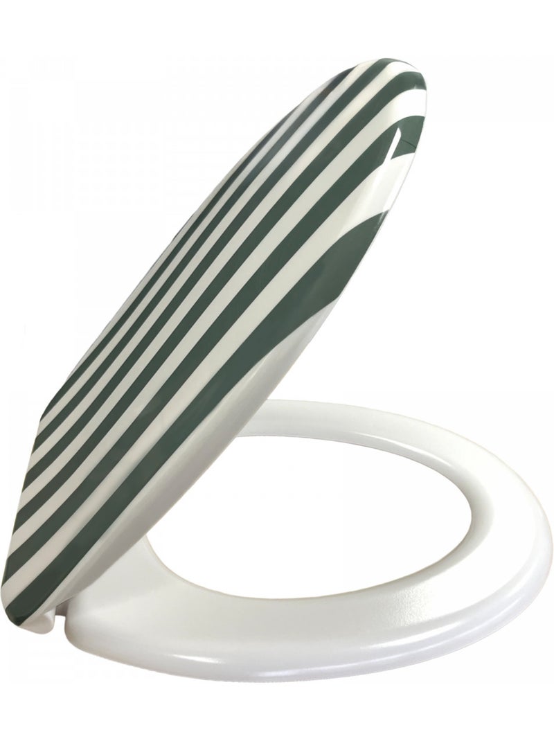 Asiento de inodoro a rayas con mecanismo de cierre suave Verde - Kiabi