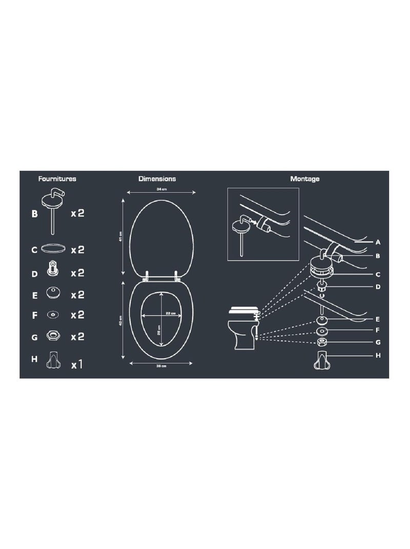 Asiento de inodoro estampado efecto guijarros – Zen – Guy Levasseur Blanco - Kiabi