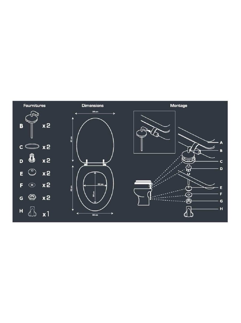 Asiento de inodoro estampado efecto guijarros – Zen – Guy Levasseur Blanco - Kiabi