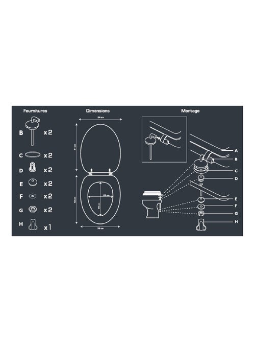 Asiento de WC efecto madera Fjordy redondo 43 x 36 x 4 cm – Guy Levasseur - Kiabi
