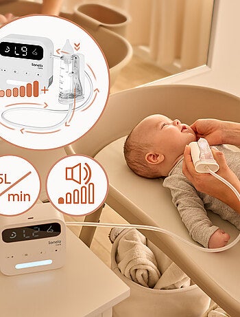 Aspirador nasal eléctrico LIONELO BabyAir Flow - 9 niveles ajustables - 3 boquillas - Silencioso