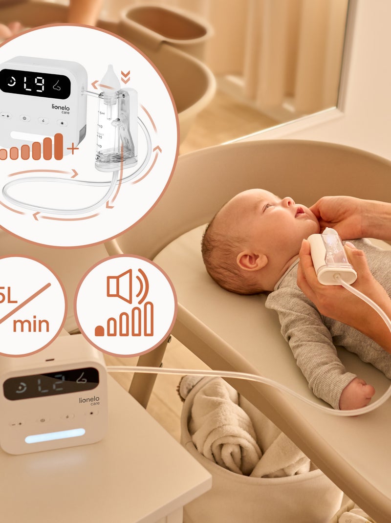 Aspirador nasal eléctrico LIONELO BabyAir Flow - 9 niveles ajustables - 3 boquillas - Silencioso Blanco - Kiabi