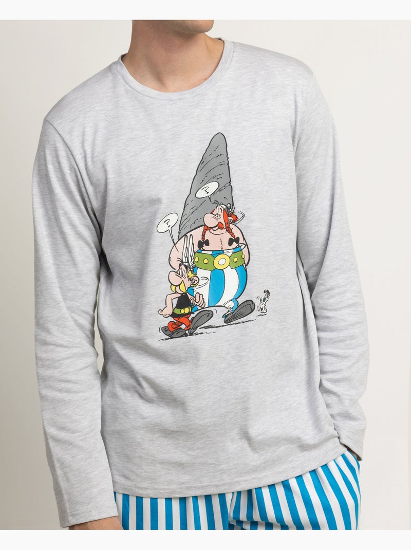 ASTERIX Pijama Manga Larga Menhir para Hombre Gris jaspeado - Kiabi